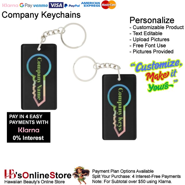 Company or Household Rectangle Double Sided key  Key Ring (Company or Household Rectangle Double Sided key Keychain.)