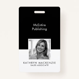 Company Photo Black and White Vertical ID Badge