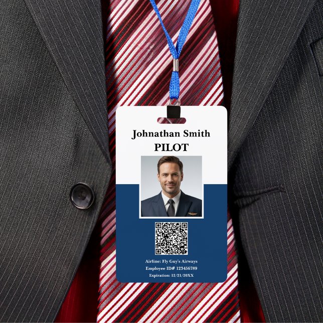 Company Photo ID Airline Pilot Security ID QR Code ID Badge (Creator Uploaded)