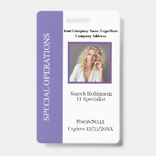 Company Photo ID badge with Barcode