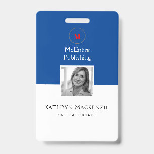 Company Photo Logo Blue Vertical ID Badge