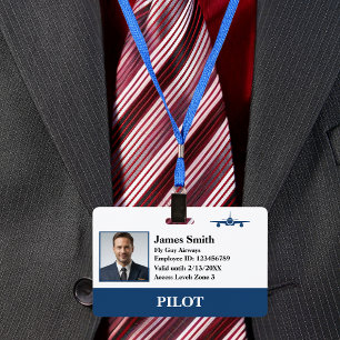 Company Photo Security ID Airline Pilot Aviation ID Badge