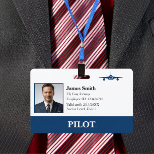 Company Photo Security ID Aviation Airline Pilot ID Badge