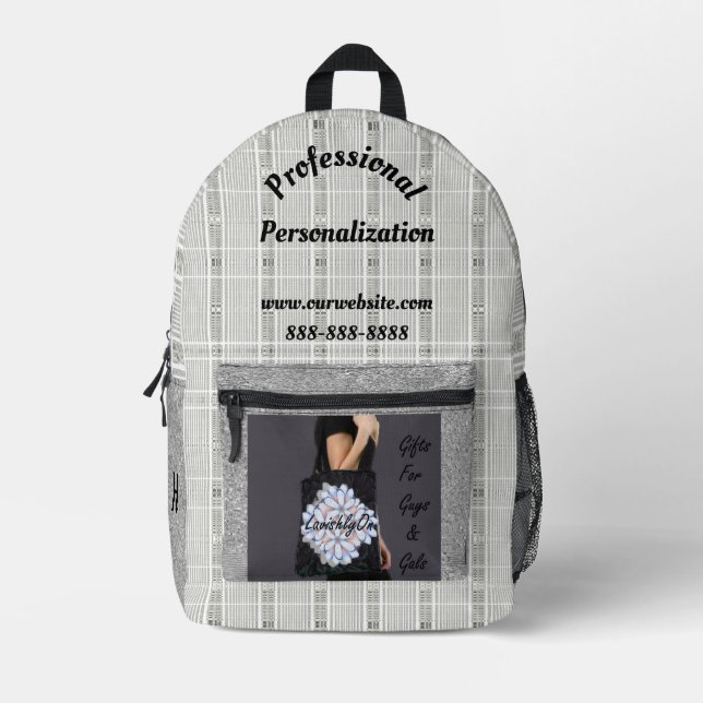 Company Promotional Logo or QR Code Stone Pattern Printed Backpack (Front)