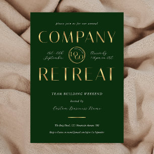 Company Retreat Team Building Green Gold Business Invitation