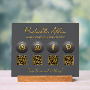 Company Social Media QR Codes Acrylic Sign