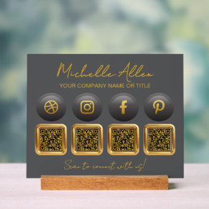 Company Social Media QR Codes Acrylic Sign