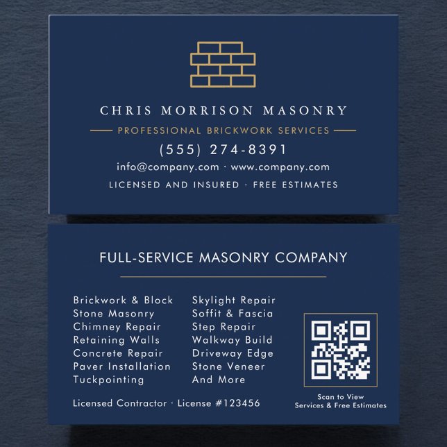 Company Stone Masonry QR Code  Business Card (Creator Uploaded)