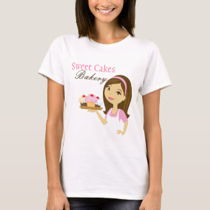 Company T-Shirt Bakery Brunette Baker Cup Cakes