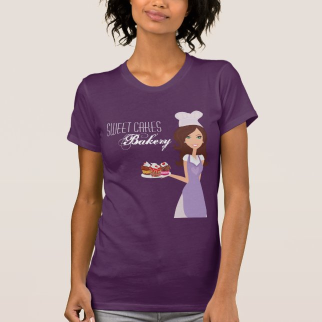 Company T-Shirt Brunette Baker Purple Cup Cakes (Front)