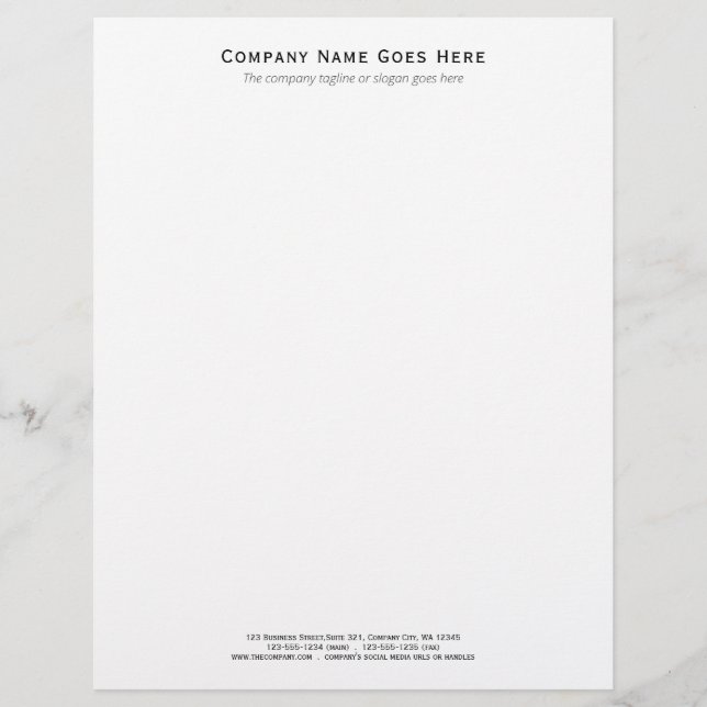 Company Template Business Simple Minimalist Custom Letterhead (Front)