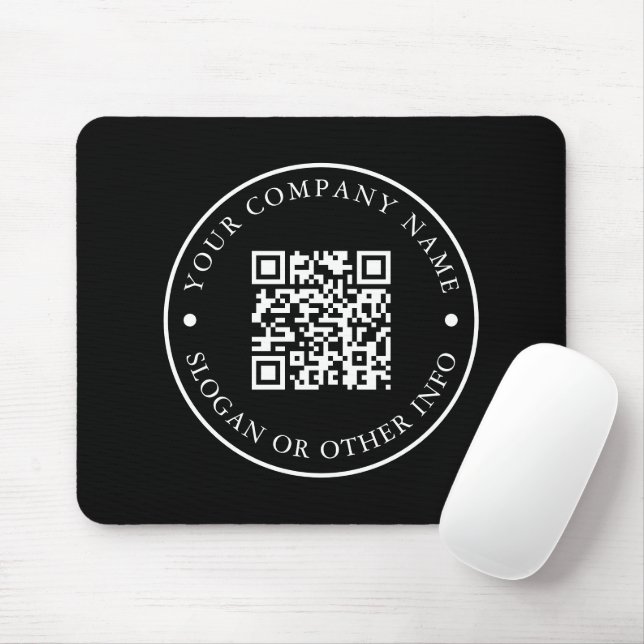 Company Website Link QR Code Black Promotional  Mouse Pad (With Mouse)
