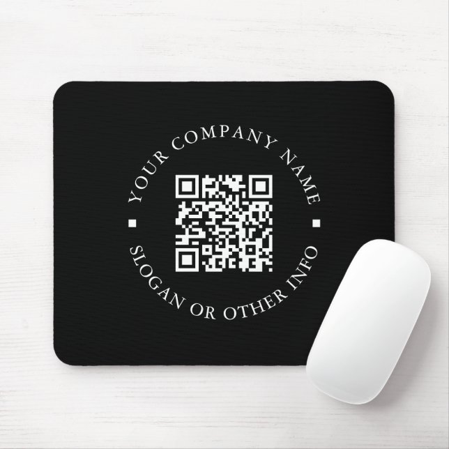 Company Website Link QR Code Black Promotional  Mouse Pad (With Mouse)