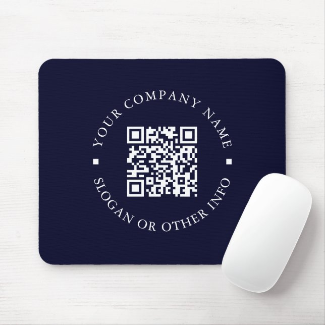 Company Website Link QR Code Navy Blue Business  Mouse Pad (With Mouse)