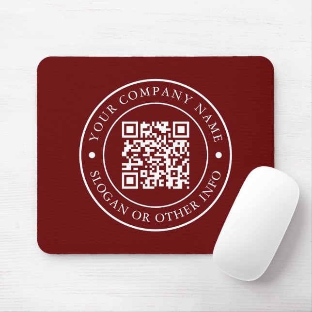 Company Website Link QR Code Red Promotional  Mouse Pad (With Mouse)