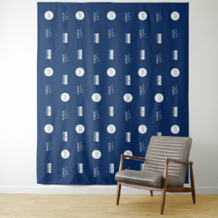 Company White Sponsor logos Media wall Blue Tapestry