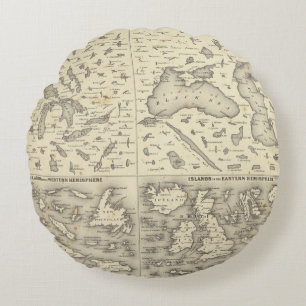 Comparative Size of Lakes and Islands Round Cushion