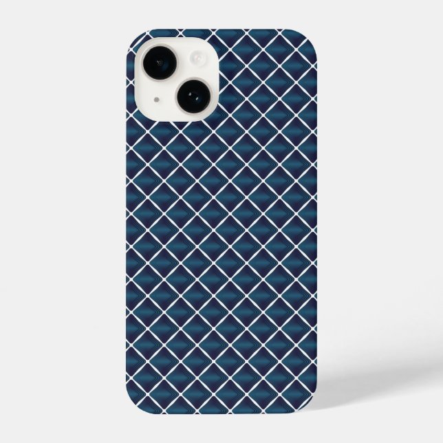 Compartment Design Rounded Blue iPhone Case (Back)