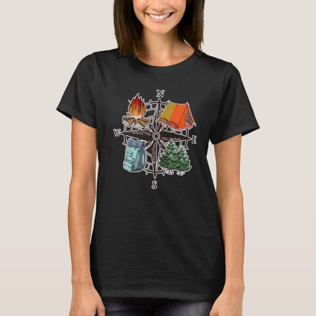 Compass Adventure Campfire Wanderlust Traveller Ca T-Shirt (Front)