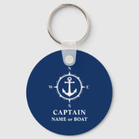 Compass Anchor Captain Name Boat Photo Back Navy