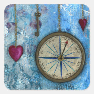 Compass and hearts stickers