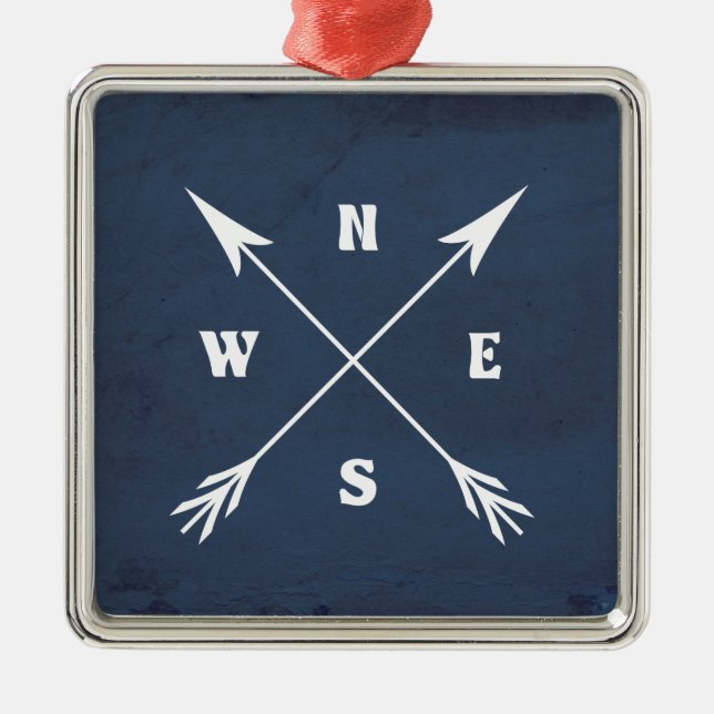 Compass arrows metal tree decoration (Front)