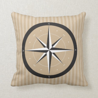 Compass | Beige Black Pattern Design Cushion