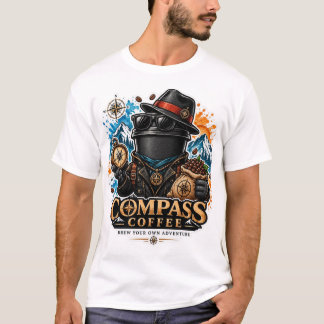 Compass Coffee Adventure Vintage Design T-Shirt