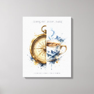 Compass Coffee Mountain Canvas Wall Art
