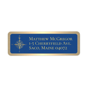 Compass Custom Return Address Black and Gold