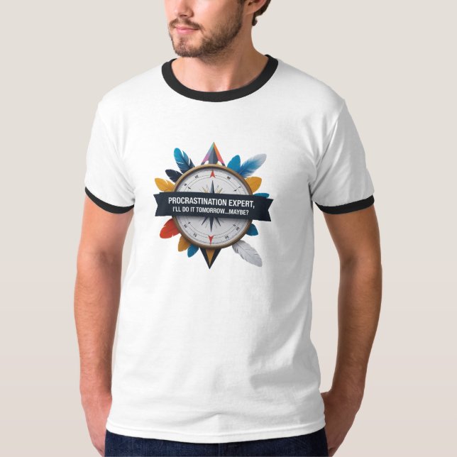 Compass & Feathers Ringer T-Shirt (Front)