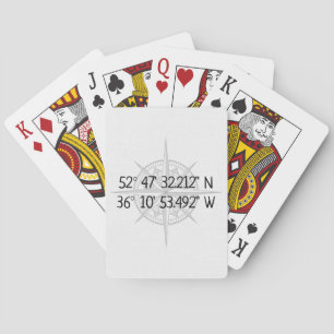 Compass GPS Home Coordinates Playing Cards