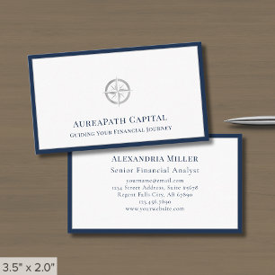 Compass Logo Blue Border Business Card