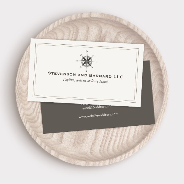 Compass Logo Traditional Nautical Business Card (Creator Uploaded)
