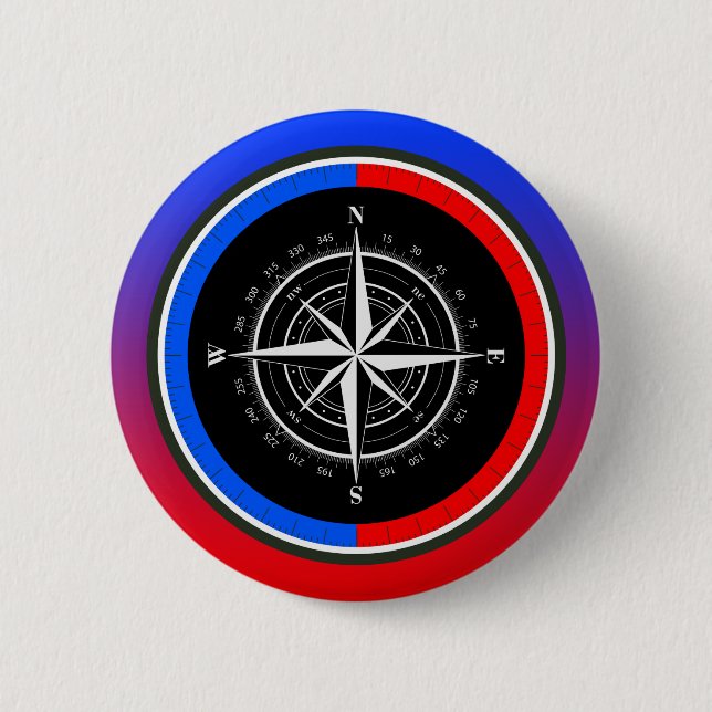 Compass Navigation 6 Cm Round Badge (Front)
