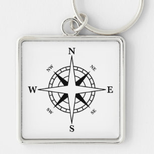 Compass North South East West Direction Travel Fun Key Ring