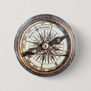 Compass on Water 6 Cm Round Badge