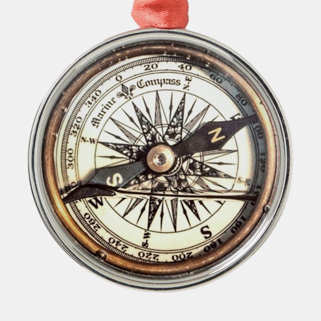 Compass on Water Metal Tree Decoration (Front)