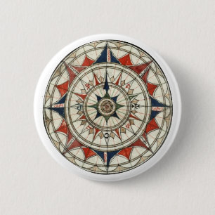 Compass Rose #5 6 Cm Round Badge
