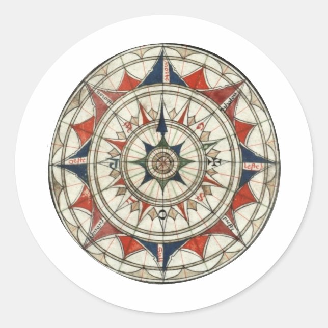 Compass Rose #5 Classic Round Sticker (Front)