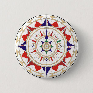 Compass Rose 6 Cm Round Badge