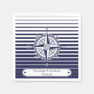 Compass Rose Blue Stripes Napkin