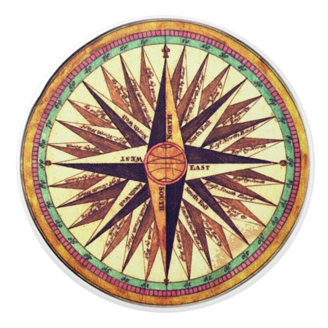 Compass Rose Ceramic Door Pull (Front)