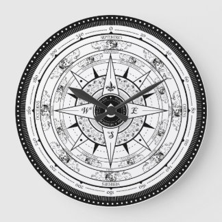 Compass Rose - Clock (White)