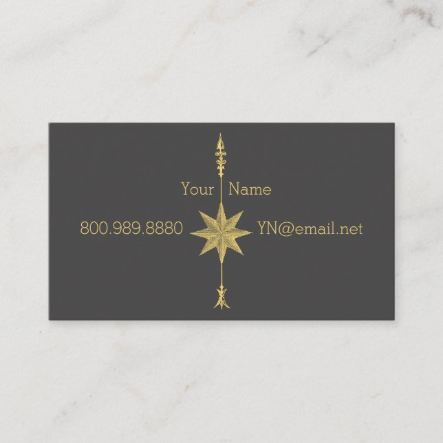 Compass Rose Gold Arrow Business Cards (Front)