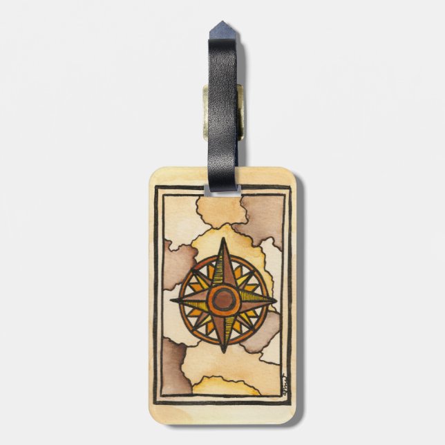 Compass Rose Luggage Tag (Back Vertical)