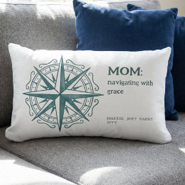 Compass Rose Mom Quote Nautical Heritage Lumbar Cushion