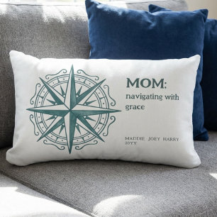 Compass Rose Mum Quote Nautical Heritage Lumbar Cushion