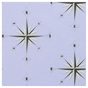 Compass Rose Nautical Blue Fabric