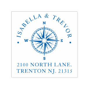 Compass Rose Nautical   Return Address Self-inking Stamp